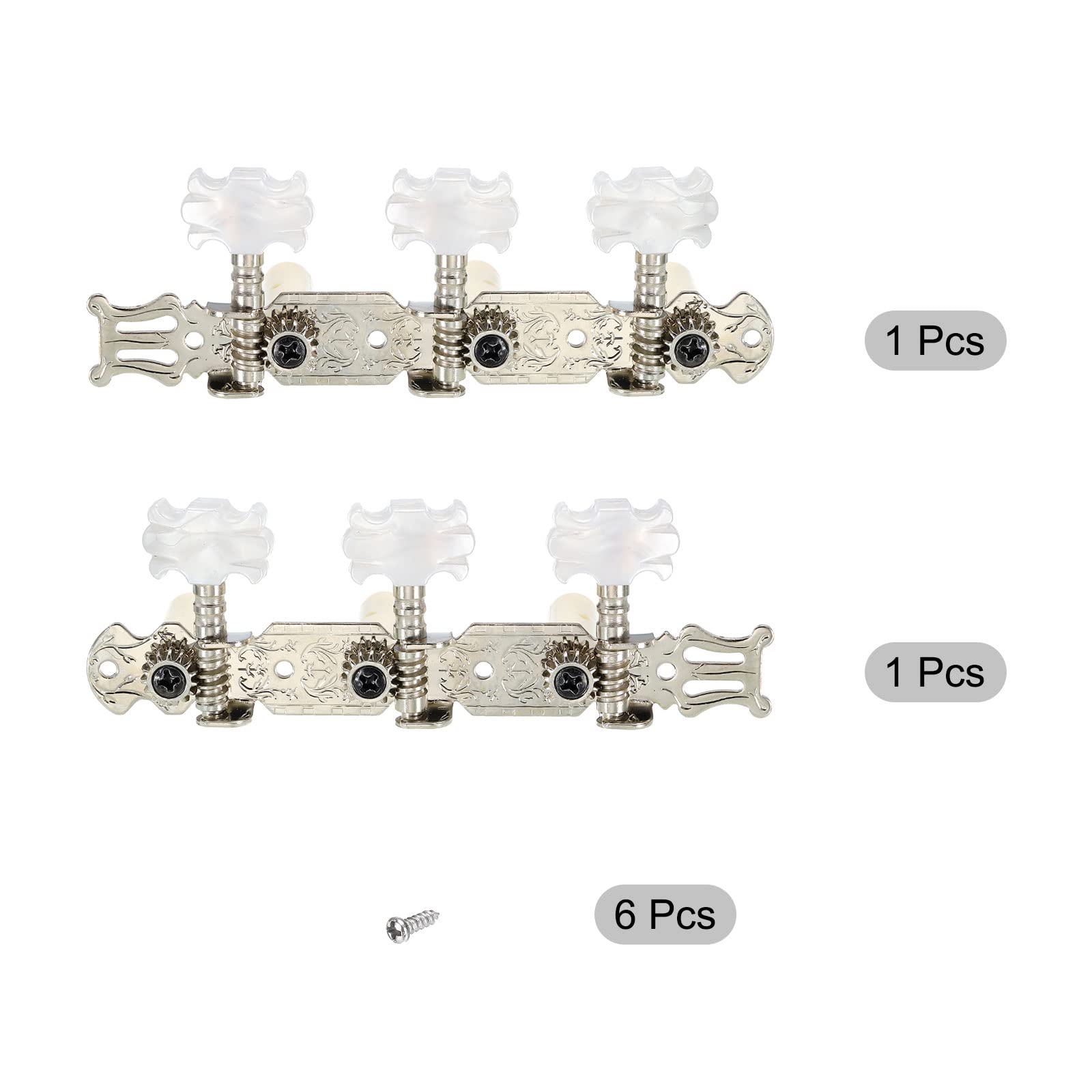 PATIKIL Guitar Tuning Pegs Machine Heads Tuning Keys Tuners for Classical Guitar Single Hole 3L 3R, 1 Set, White